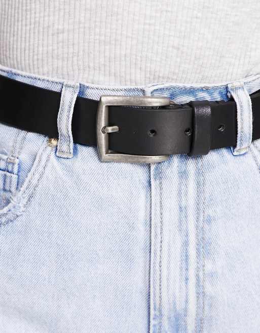 Pieces leather buckle belt in black, 4 of 4