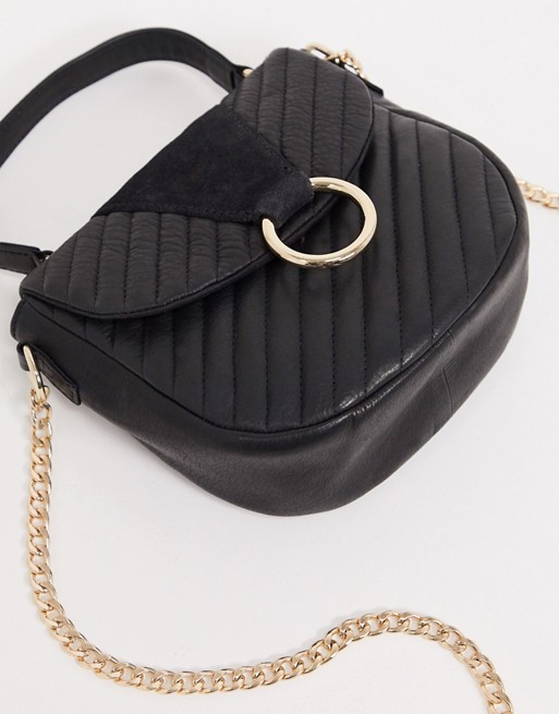 Pieces leather crossbody in black