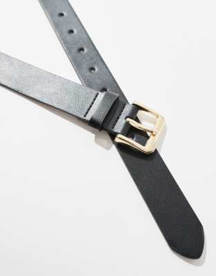 Pieces Leather Look Belt In Black