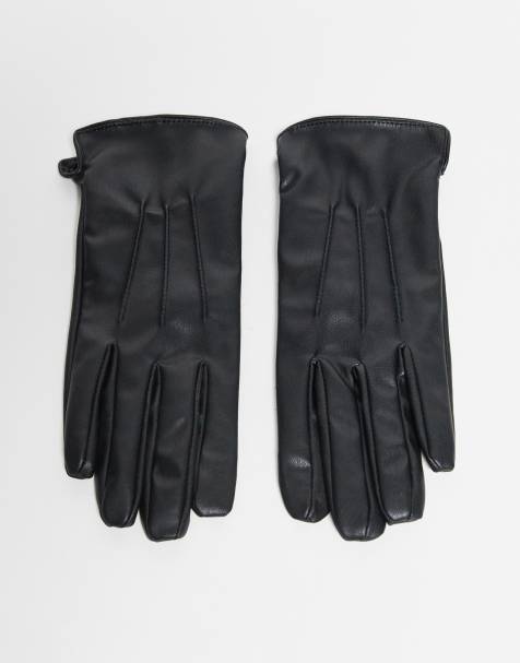Pieces leather look gloves in black - view 1