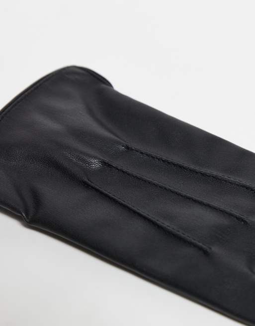 PIECES leather-look gloves in black, 3 of 3