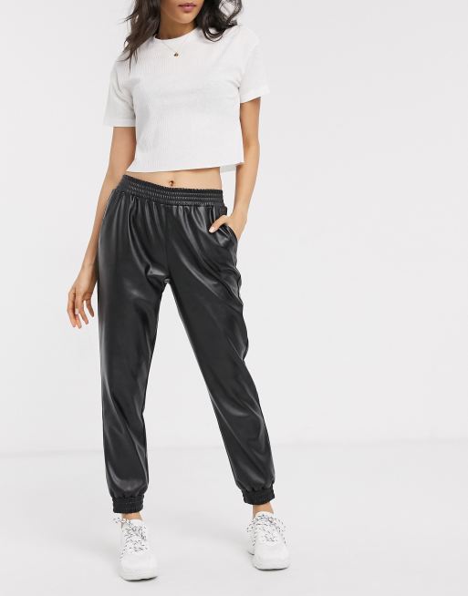 Leather look store jogger pants