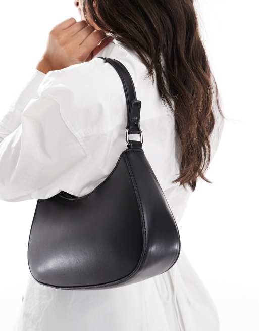 Pieces leather look shoulder bag in black
