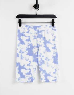 Pieces - Leggings-Shorts mit Batikmuster in Blau, Kombiteil-Mehrfarbig