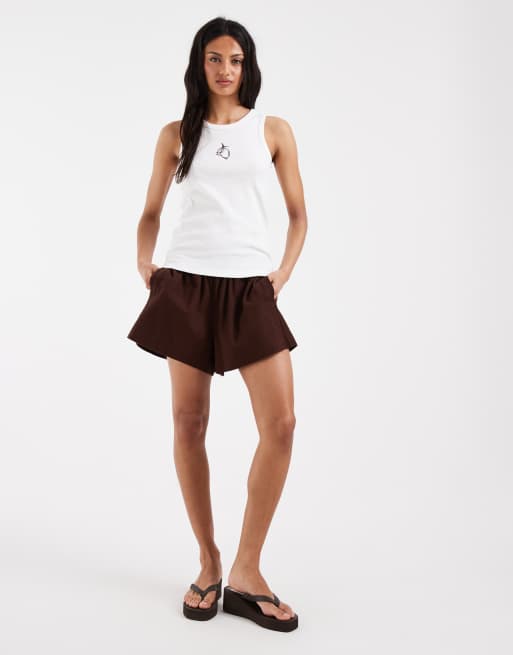 Pieces lemon embroidered cotton vest top in white, 2 of 4