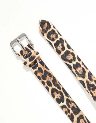 Pieces Leopard Print Belt In Brown