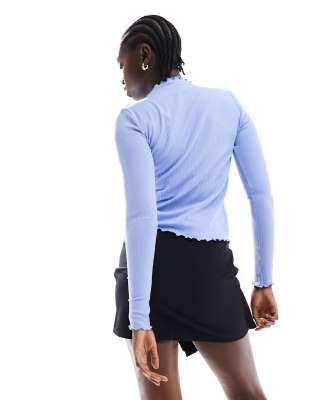 pieces lettuce edge hem top in blue