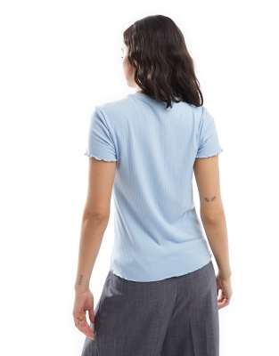 Pieces Lettuce Edge T-shirt In Blue
