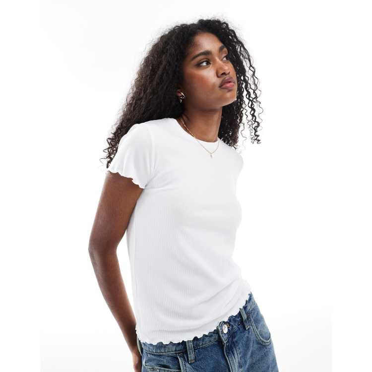 Pieces lettuce edge t-shirt in white | ASOS