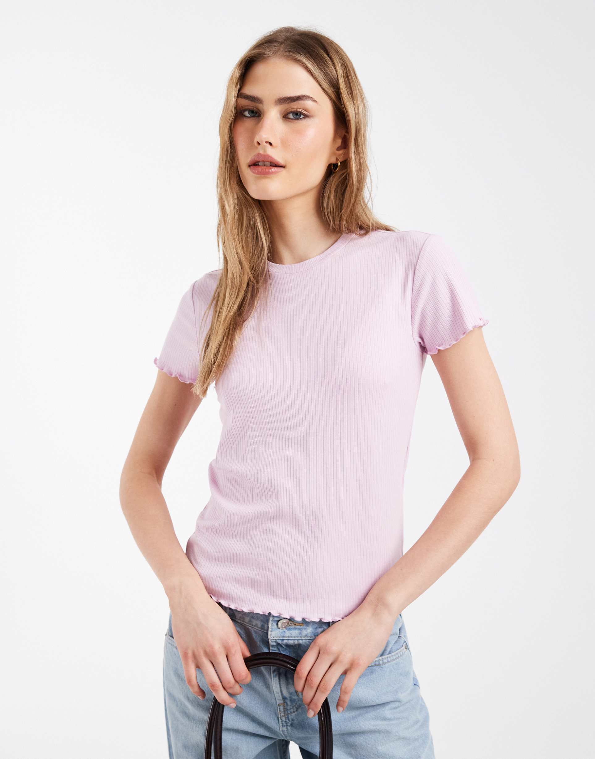 pieces lettuce edge t-shirt in windsome orchid