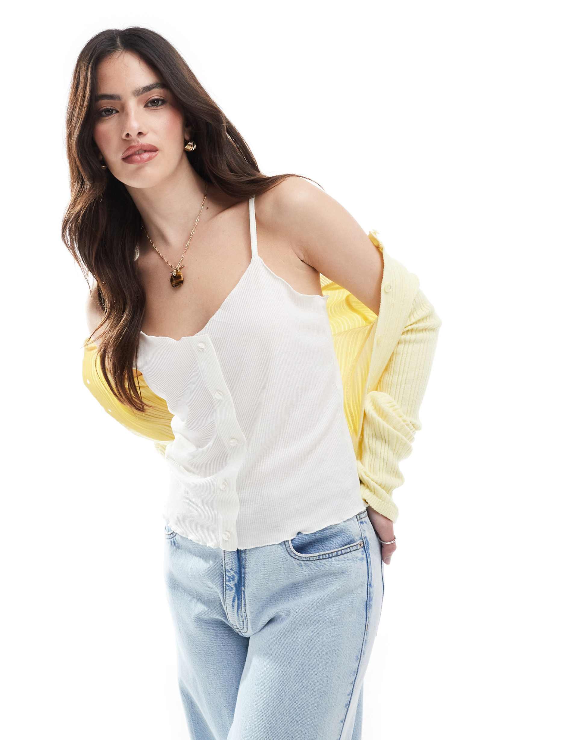pieces lettuce hem cami in white