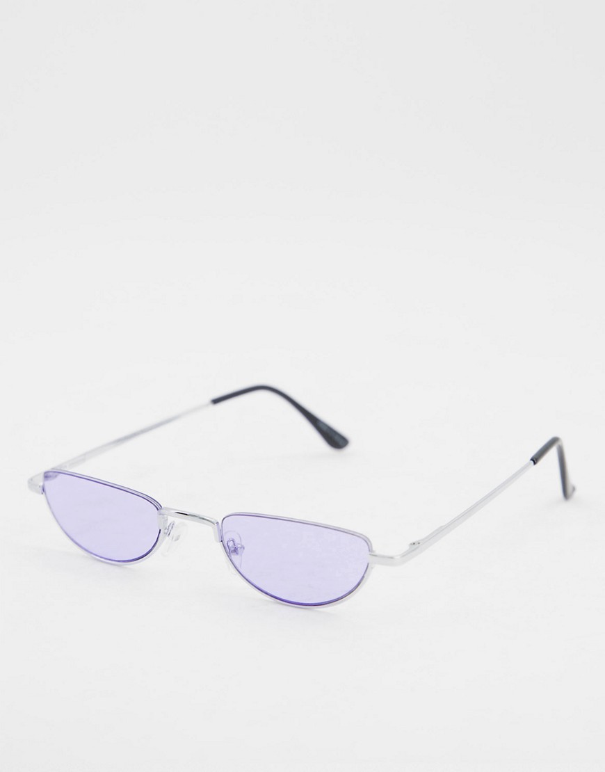 Pieces – Lila halvcirkelformade solglasögon med tonade glas