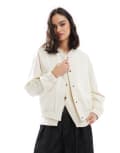 [Pieces] Pieces lined bomber jacket in whisper white XXL Whisper White