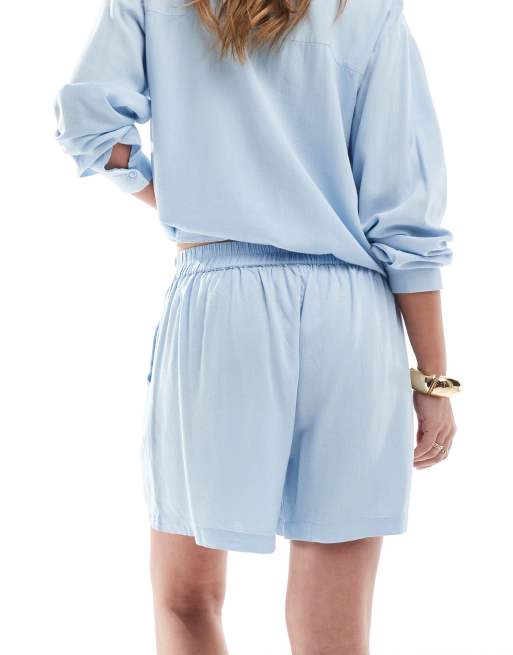 Pieces linen touch shorts in light blue (part of a set), 2 of 5