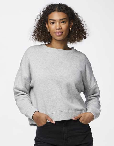 Pieces – Ljusgråmelerad sweatshirt - view 1