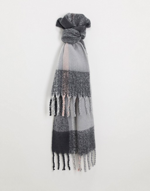 Pieces long scarf in dark grey melange