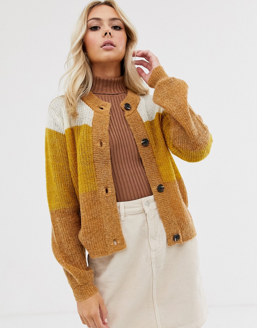 Pieces long sleeve knit cardigan-Yellow