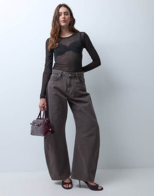 Pieces long sleeve mesh top in black, 2 of 4