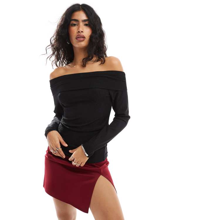 Off shoulder top glitter 2025