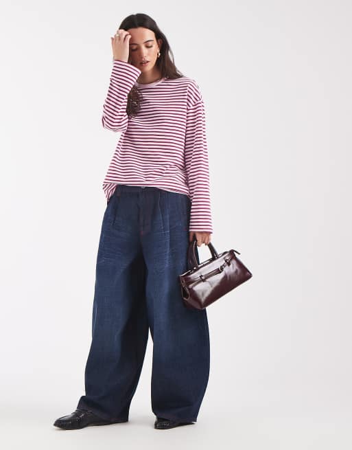 Pieces long sleeve super soft t-shirt in pink and white stripe, 2 of 4