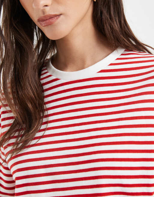 Pieces long sleeve super soft t-shirt in red and white stripe , 2 of 4