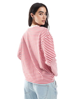 Pieces Long Sleeve Super Soft T-shirt In Red
