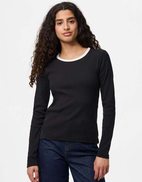 Pieces Long sleeved top in black - view 1