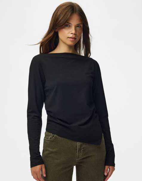 Pieces Long sleeved top in black1 - view 1