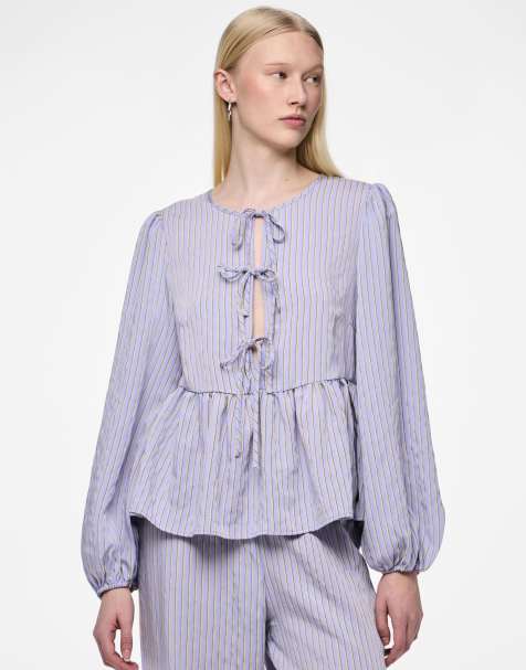 Pieces Long sleeved top in blue bell - view 1