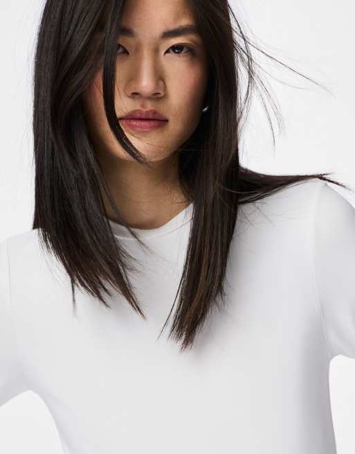 Pieces Long sleeved top in bright white, 4 of 6