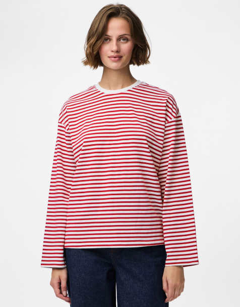 Pieces Long sleeved top in bright white