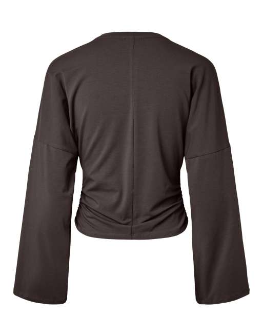 Pieces Long sleeved top in chocolate plum, 7 of 7