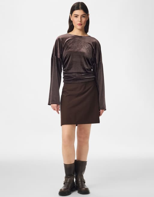 Pieces Long sleeved top in chocolate plum1, 3 of 5