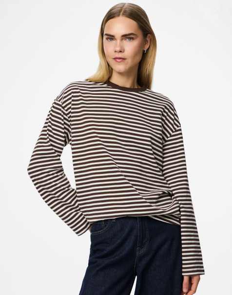 Pieces Long sleeved top in hot fudge - view 1