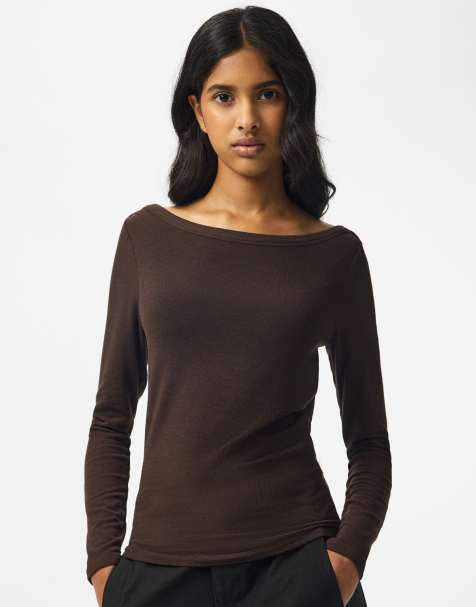 Pieces Long sleeved top in hot fudge2 - view 1