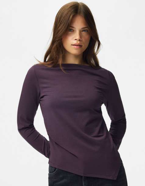 Pieces Long sleeved top in plum perfect1 - view 1