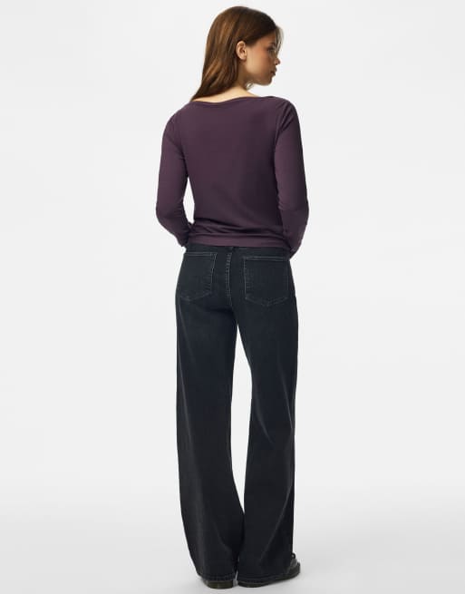 Pieces Long sleeved top in plum perfect1, 2 of 7