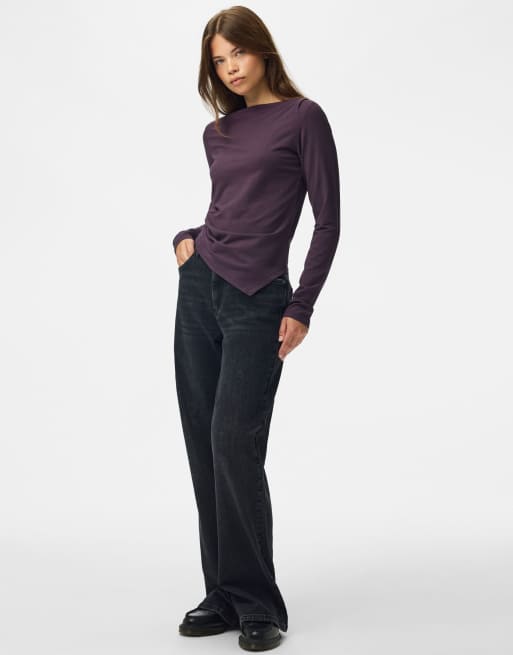 Pieces Long sleeved top in plum perfect1, 3 of 7