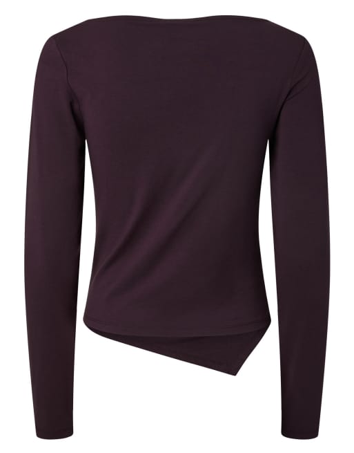 Pieces Long sleeved top in plum perfect1, 7 of 7