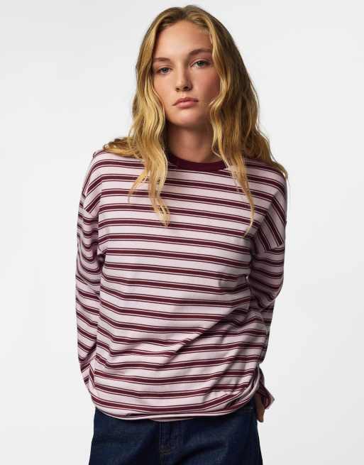 Pieces Long sleeved top in tawny port2, 6 of 7