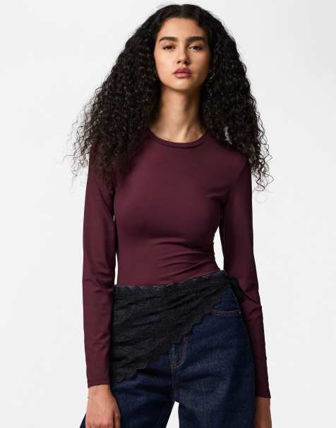 Pieces Long sleeved top in winetasting - view 1