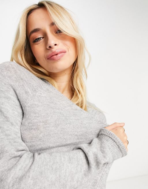 Weekday Ayla knitted jumper in grey marl