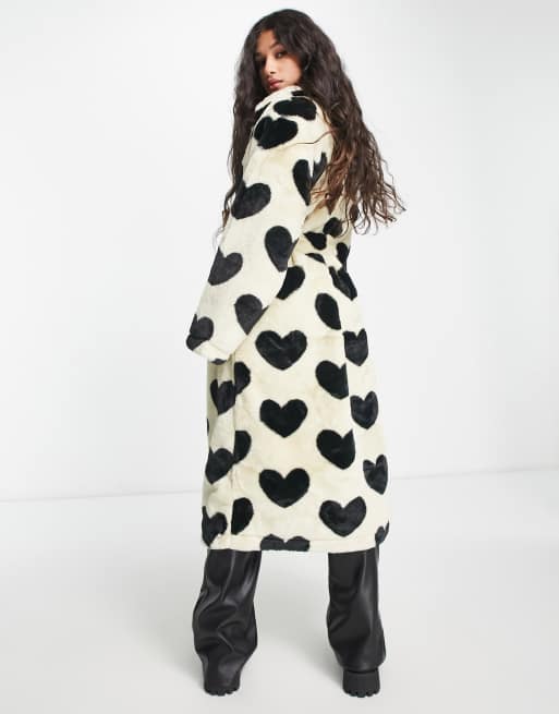 Dr. Martens Faux-Fur Heart Backpack - Black/white/cow Print