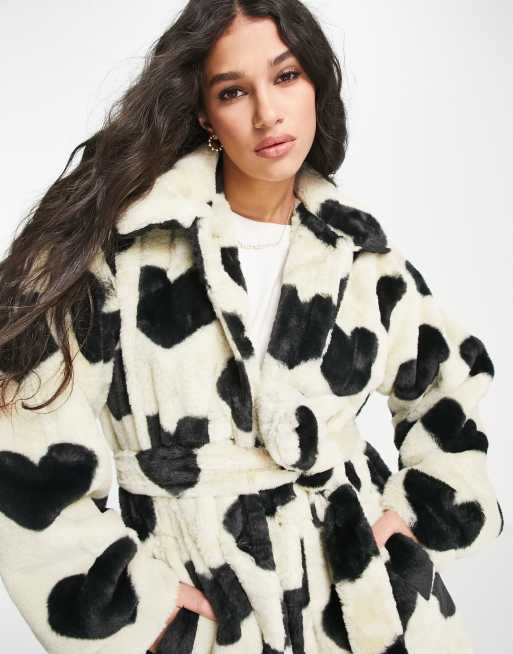 Dr. Martens Faux-Fur Heart Backpack - Black/white/cow Print