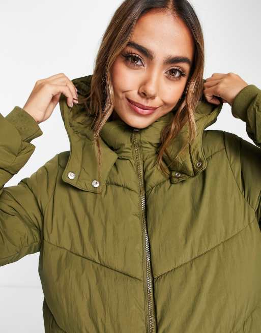 Olive green bubble on sale coat