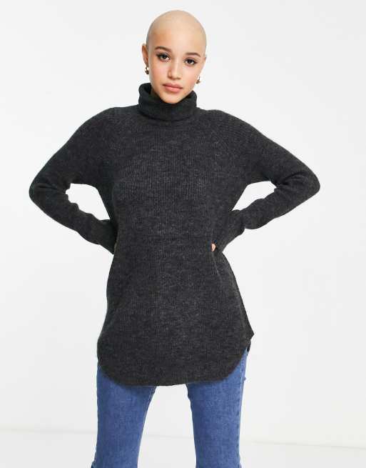 Dark grey outlet polo neck jumper