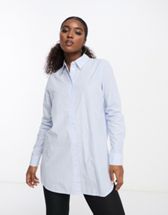 Vila longline shirt with long sleeves in white | ASOS