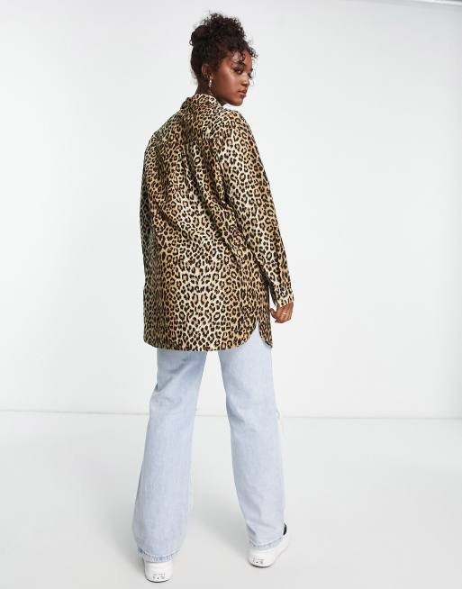 PIECES - Longline-skjorte med leopardprint, 2 af 4