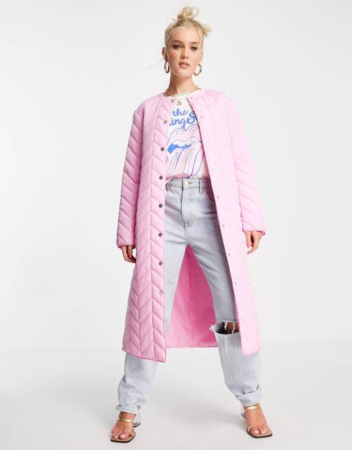 Quilted on sale jacket pink