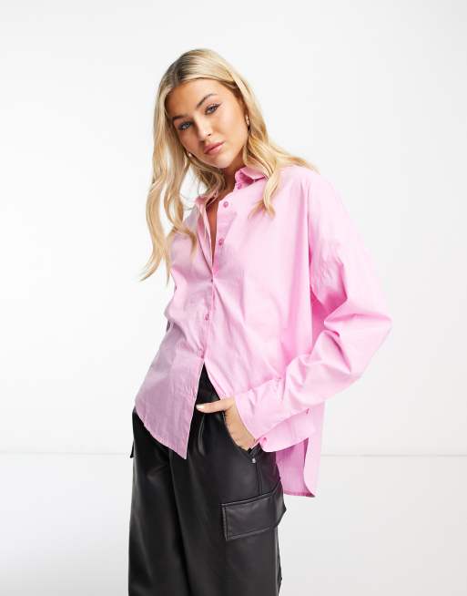 Pieces loose shirt in bubblegum pink | ASOS